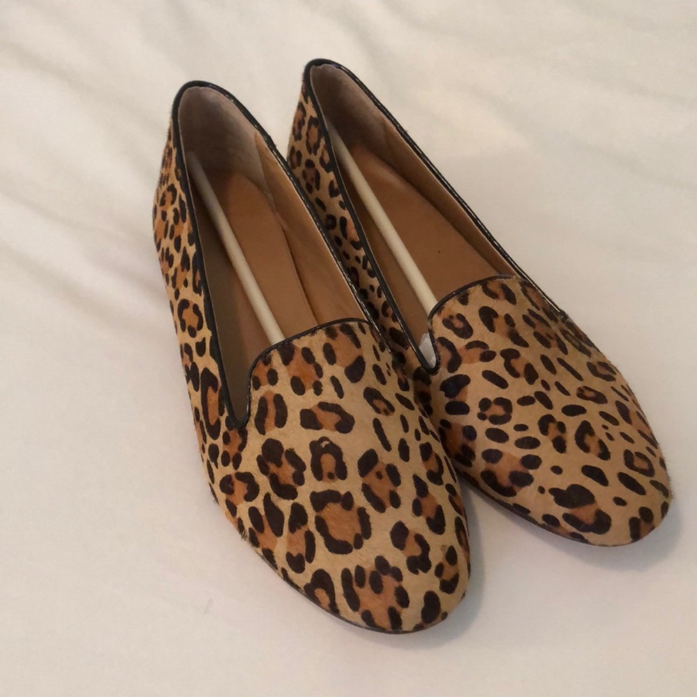 **NWOT** J.Crew leopard print calf hair loafers.